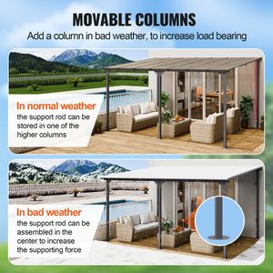 Pergola autoportante en aluminium à toit rigide 10 x 14, résistante aux UV, avec murs en poly, style adossé au mur pour patio - Product Image 6