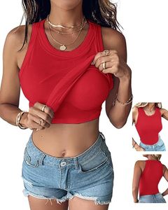 Camiseta sin mangas personalizada para mujer, tejida, cuello redondo, sin mangas, informal, transpirable, de spandex y poliéster, estilo crop top, corta. - Product Image 3