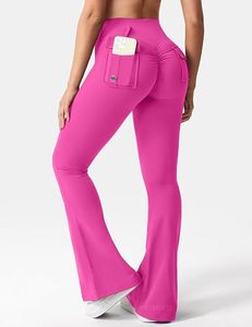 Leggings de yoga évasés taille haute pour femmes avec poche arrière, pantalon de fitness extensible coupe bootcut - Product Image 3