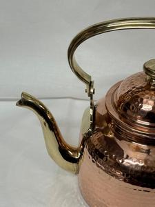 Handcrafted <b>Copper</b> Tea Kettle Vintage Style Durable Metal Teapot Brass <b>Handle</b> Spout Eco-Friendly Dishwasher Safe Lid - Product Image 3