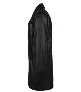 Blazer en cuir véritable noir pour homme, col rabattu, coupe ajustée, style décontracté chic - Product Image 6