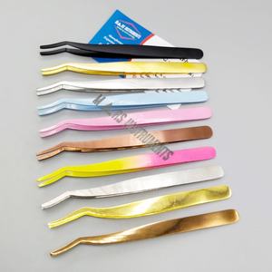 Pinzas aplicadoras de pestañas de acero inoxidable sostenible con punta puntiaguda - Product Image 1