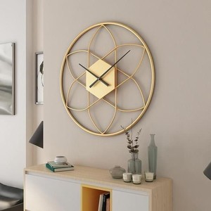 Modern Green and <b>Gold</b> Abstract Ring Wall <b>Clock</b> with Floating Circular Design for Artistic Home Interior and Wall Decor Look - Product Image 2