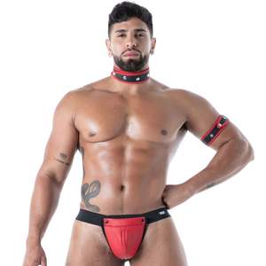 String en néoprène rouge pour homme, vêtements de club fetish, coupe ajustée, sous-vêtements sexy - Product Image 1