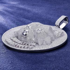 Solid 925 Silver Round Charm Pendant Moissanite Custom Angel with Money Bag Hip Hop <b>Iced</b> <b>Out</b> Charm Pendant for <b>Chain</b> - Product Image 1