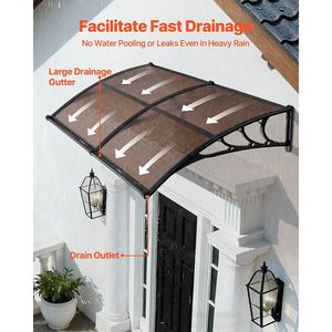 Tettoia per Porta d'Ingresso Esterna 38 X 78 Pollici con Staffa in Metallo e Drenaggio, Protezione da Pioggia, Neve e Sole - Product Image 2
