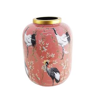 Vase à fleurs en métal avec autocollant en forme d'anneau, en laiton émaillé couleur or, style américain, vase de table pour la décoration de la maison et centre de table - Product Image 1