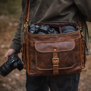 Personalise Leather Camera <b>Shoulder</b> <b>Bag</b> - Leather Crossbody DSLR Camera Sling <b>Bag</b> for <b>Men</b> and Women - Leather Work <b>Bag</b> - Travel - Product Image 2