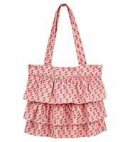 Sac fourre-tout en coton à volants superposés imprimé floral, avec bretelles, léger, fait main, écologique, pour l'été et l'automne, idéal pour les voyages