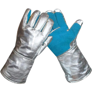High Quality Heat Resistant Aluminium Welding Gloves for <b>Fire</b> Works Leather Industrial Safety Working Welding Firefighting Glove - Product Image 5