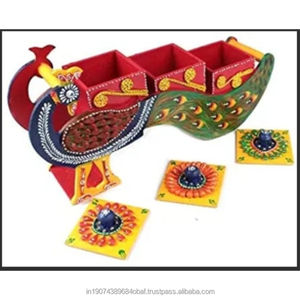 Boîte décorative en bois Art Déco Peacock Heritage avec design amovible pour les cadeaux de Diwali et de retraite - Product Image 2