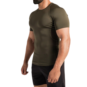 T-shirt de compression de sport pour homme, coupe classique, sous-vêtement musculaire, col en V, manches courtes, séchage rapide, anti-boulochage, respirant, tricoté - Product Image 6