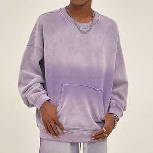 Offre Spéciale 400 Gsm Coton Polaire Sweat French Terry Ras Du Cou Acide Lavé Blanc Hommes Hoodies & Sweatshirts - Product Image 6