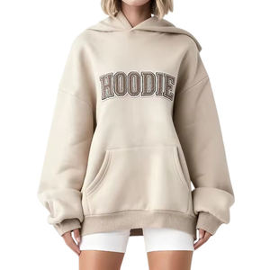 Oversized <b>Pink</b> <b>Hoodie</b> Women's Casual Letter Embroidery Hooded Sweatshirt with Kangaroo Pocket - Product Image 5