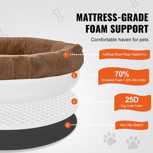 Cuccia per Cani XL a Forma Ovale con Rivestimento in Finta Pelliccia di Coniglio e Schiuma Ortopedica a Nido d'Ape - Product Image 2