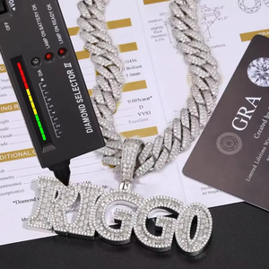 <b>Custom</b> Iced Out Brass Zircon Letter Riggo <b>Name</b> Fine Jewelry Pendants & Charms 18K Gold Plated <b>Necklace</b> - Product Image 3