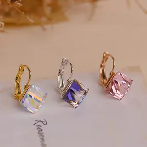 Destiny Jewellery 2021 Fashion Women Premium Austrian AB Rhinestone Crystal Jewelry Colorful Cube Hook Earrings