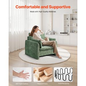 Poltrona Moderna Verde con Cuscino Spesso, Schienale Arcuato, Braccioli in Tessuto, Sedia Imbottita per Soggiorno con Caratteristiche Speciali - Product Image 5