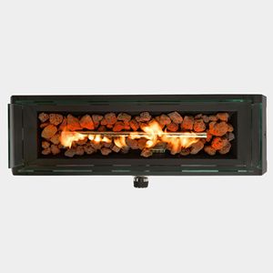Brasero portable d'extérieur de 28 pouces avec raccordement rapide au gaz propane, protection contre le vent en verre et pierres de lave - pour les divertissements en plein air - Product Image 4