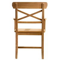 Fauteuil en teck de haute qualité au design moderne, avec dossier en X et accoudoirs, idéal pour les repas en extérieur