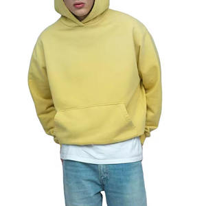 Sweat à capuche personnalisé pour homme 2026, respirant, à épaules tombantes, effet délavé, en coton épais 100 %, couleur unie, pour l'automne - Product Image 1