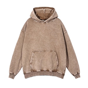 Lavado ácido personalizado para estampado Puff Sudadera con capucha Vintage Terry Oversized Winter Fleece Pullover Patrón sólido en blanco 100% algodón 2026 - Product Image 1