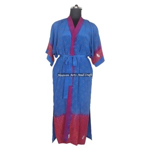 KL018 2026 Summer Collection Silk Long Vintage Sari Kimono Long Casual Wear Full Length Vintage Sari Kimono Long Bohemian Summer - Product Image 1