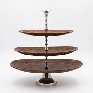 Luxury 2 Tier Golden Cast Aluminium Cake Stand With Floral Branch Handle Elegant Square Dessert Display And Cupcake Holder Decor - Product Image 3