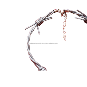 2mm Metallic <b>Silver</b> Decorative Twisted Leather Barbed <b>Wire</b> Cord Metallic Cowhide Rope Jewelry Supplies Wholesale RTS Factory - Product Image 2