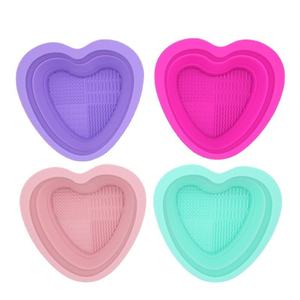 Hot-selling Silicone Heart-shaped Dishwashing Makeup Brush Powder Puff Cleaning Folding Bowl Beauty <b>Egg</b> Cleaning Tool Washing - Product Image 4