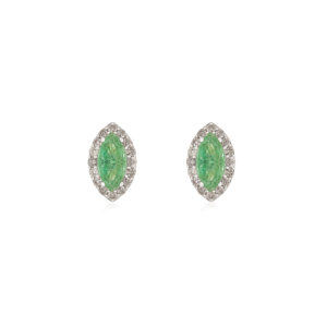100% Authentic Marquise Cut <b>Emerald</b> & Round Diamond <b>Studs</b> Wholesale Earrings Women's Fine 925 Silver Jewelry - Product Image 1