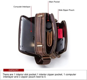 Vintage Large Capacity Simple Crossbody Bag Genuine Leather Business Bag for Men <b>Shoulder</b> Pack - Product Image 3