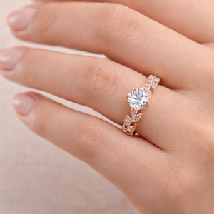 Bijoux fins pour femmes, argent sterling 925, or blanc pur 14 carats, diamant cultivé en laboratoire, design en forme de feuille, bague de fiançailles, cadeau d'anniversaire - Product Image 4