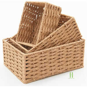 BEST PRICE Eco-Friendly <b>Rectangular</b> Paper <b>Basket</b> Handwoven Storage Organizer for Toys Towels Clothes and Accessories - Product Image 6