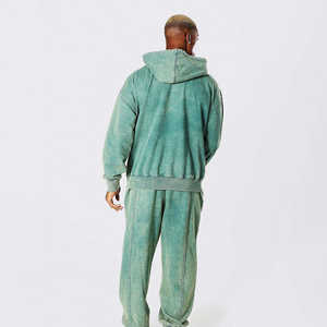 เสื้อฮู้ดดี้วินเทจผู้ชายคุณภาพสูง ล้างสีแบบ Stone Acid Wash พร้อมโลโก้สั่งทำ ขายดีสำหรับฤดูหนาว ราคาสมเหตุสมผล ป้องกันการหดตัว พร้อมลายตัวอักษร - Product Image 3