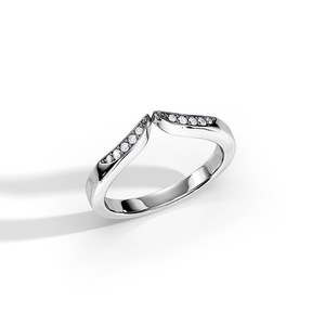 แหวนเพชรแล็บแฟชั่นหรูหรา ทอง 10K/14K แหวนแต่งงานรูปเชฟรอน แหวนแต่งงานรูปตัววี แหวนเพชรโค้งแบบซ้อนได้ - Product Image 2