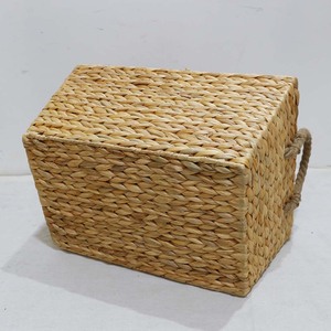 Panier de rangement rectangulaire en rotin naturel tressé à la main avec poignées, bac organisateur rustique multi-usages - Product Image 4