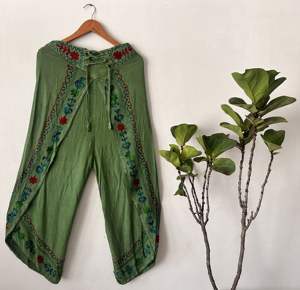 Pyjama élégant 100% coton pour femmes, pantalon palazzo en crêpe de rayonne respirant, décontracté, vêtements de nuit tissés doux pour la maison pour l'été - Product Image 3