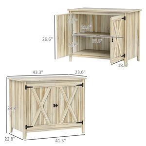 Armadio da Esterno in Legno Naturale Facile da Montare, Casetta da Giardino con Doppia Porta e Ripiani in Resina PVC - Product Image 3