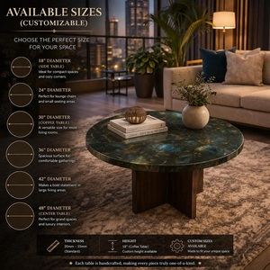 Custom Marble Inlay Coffee Table Handmade Gemstone Round Table Luxury Living Room Furniture Export Quality Stone Table - Product Image 4