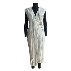 Combinaison pour femme en coton recyclé, col en V, style cache-cœur, sans manches, à rayures teintées, robe d'été décontractée pour le soir et le quotidien - Product Image 1
