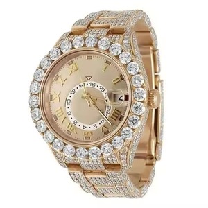 Rose Gold <b>Women</b> Luxury <b>Watch</b> Full Diamond Bezel Bling Analog Quartz Metal <b>Bracelet</b> Dress <b>Watch</b> - Product Image 3