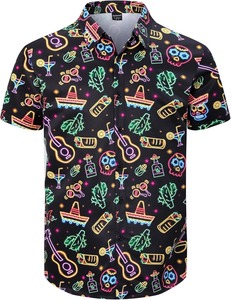 Chemise homme tropicale à manches courtes, imprimé hawaïen, décontractée, boutonnée, motif floral coloré, pour l'été et les vacances - Product Image 3