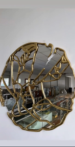 Espejo Redondo de Latón de Lujo, Espejo de Pared de Metal Hecho a Mano, Espejo Decorativo Moderno para el Hogar, Hotel, Diseño de Interiores - Product Image 2