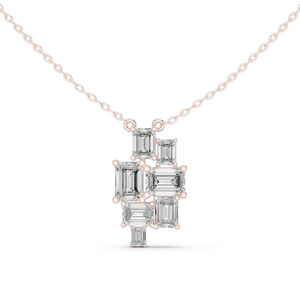 Pendentif en or blanc 14 carats avec émeraude et diamant de laboratoire pour femme |   Vêtements de mariée |   Nouveau diamant cultivé - Product Image 2