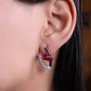 Nuevos Aretes de Aro con Rubíes y Diamantes 2026, Joyería de Plata de Ley 925 para Mujeres y Niñas, para Usar en Bodas y Fiestas - Product Image 1