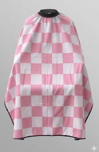 Bata de Barbero Impermeable de Poliéster con Diseño a Cuadros Rosa y Blanco, con Detección de Agujas y Fusión sin Costuras, Unisex - Product Image 2