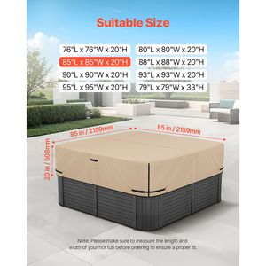 Copertura per Vasca Idromassaggio da Esterno 85 X 85 X 20 Pollici, Impermeabile e Resistente alle Intemperie, in Tessuto Oxford 600D Resistente, Protezione Prioritaria per la Sicurezza - Product Image 2