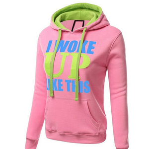 Sudadera con capucha rosa con estampado I Wake Up Like This, corte regular, informal, de algodón y forro polar, unisex, para otoño - Product Image 1