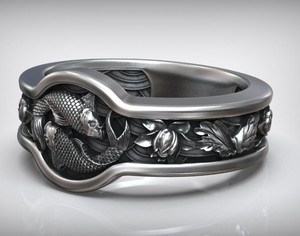 Luxury 925 Sterling Silver Koi Fish <b>Ring</b> Twin Fish Floral Carved Wide Band <b>Men</b> Women Statement Jewelry - Product Image 1